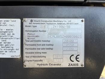 VÂNDUT] Hitachi ZX190W-5B | 2016 | CE + EPA | 10055 h.
